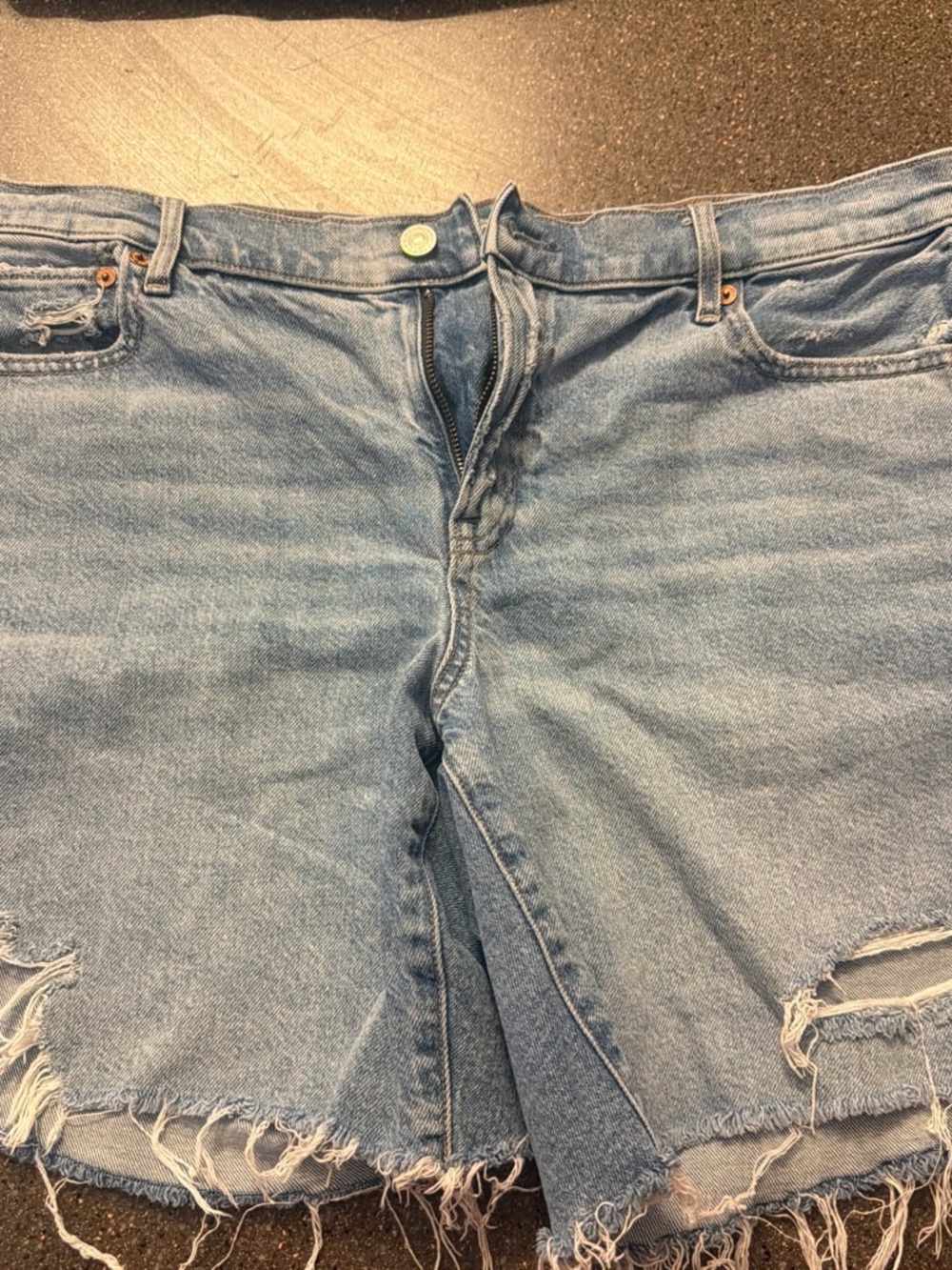 Women’s Light Blue Distressed Denim Jeans Shorts